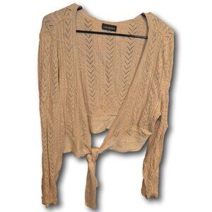 Lane Bryant Gold Lurex Tie Front Cropped  Cardigan Size: 18-20